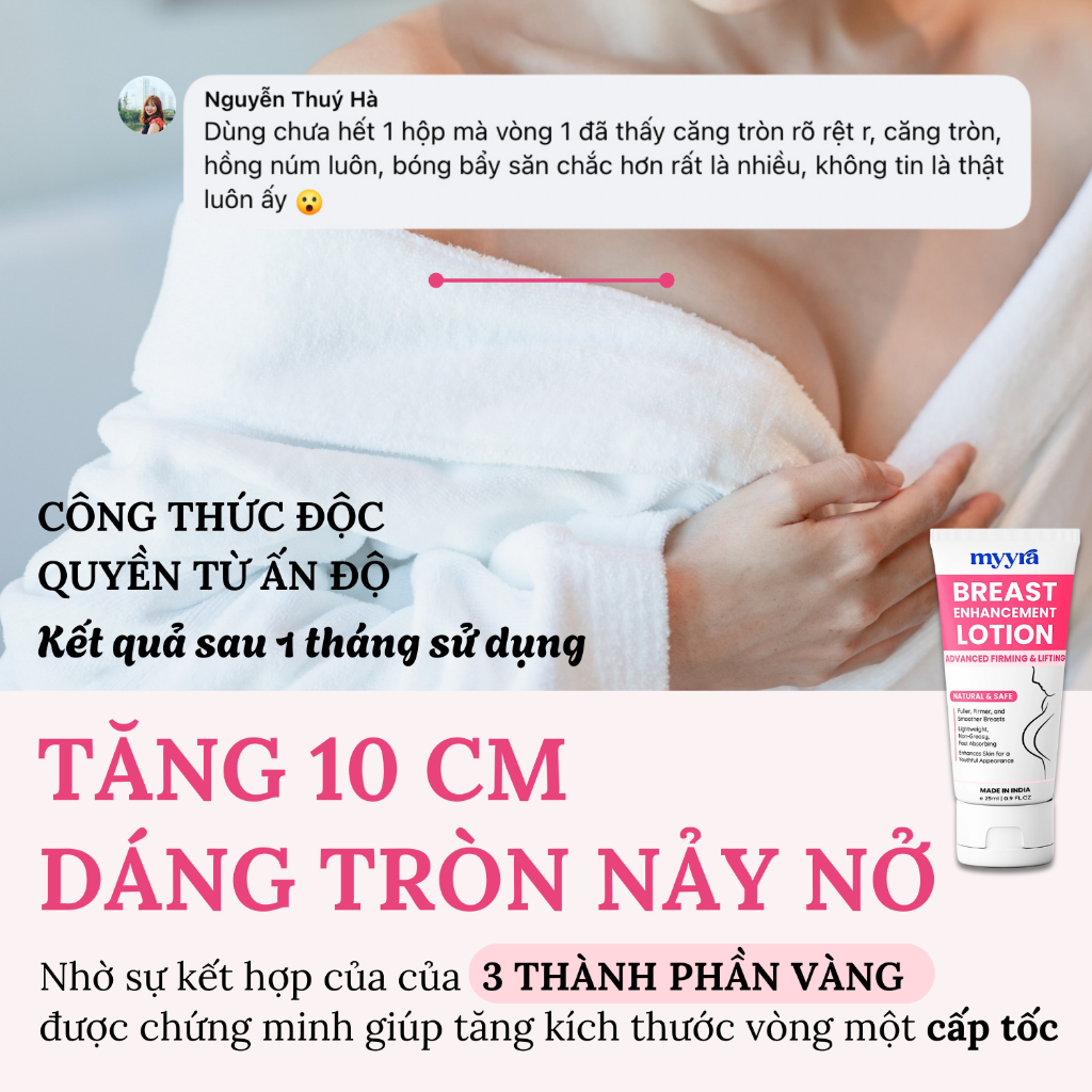 |TĂNG 10cm| KEM NỞ NGỰC Cho Vòng Một Đầy Đặn Tức Thì, Chống Chảy Xệ, Trắng Hồng Da, 100% Thiên Nhiên