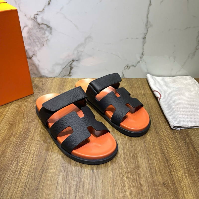 ⚡️[Hight Quality] Dép Lê Quai Ngang 1hem Chyp1e Sandal Black And Orange - Điểm Nhấn Quai Đen Đế Cam Cao Cấp Full BoxQccc