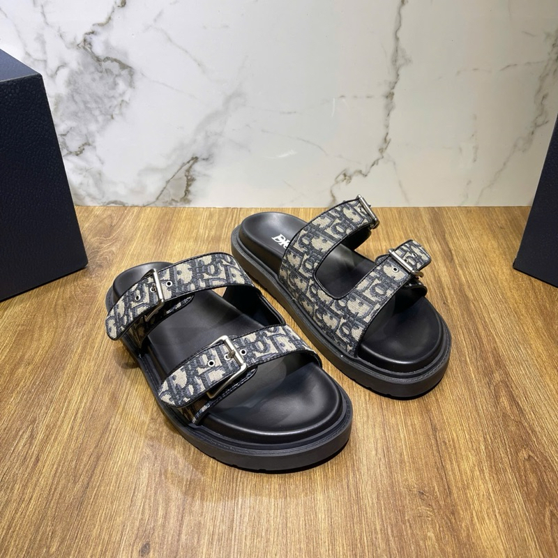 ⚡️[Hight Quality] Dép Lê Sandals D1O0 Aqua Beige And Black - Điểm Nhấn Logo Ob1q Canvas Cao Cấp Full Box Qccc
