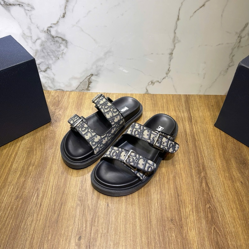 ⚡️[Hight Quality] Dép Lê Sandals D1O0 Aqua Beige And Black - Điểm Nhấn Logo Ob1q Canvas Cao Cấp Full Box Qccc
