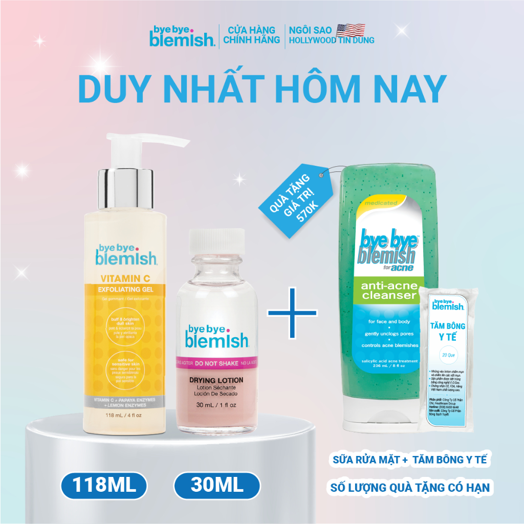 Ảnh Combo Gel Tẩy Tế Bào Chết Vitamin C + Chấm Mụn/Thâm Bye Bye Blemish Giúp Sạch Da, Giảm Mụn/Thâm Nhanh 1
