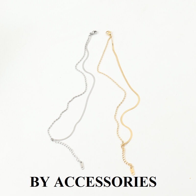 Lắc chân nữ titan kép kiểu mì dẹp phối dây hạt gạo không gỉ AK40 BY ACCESSORIES