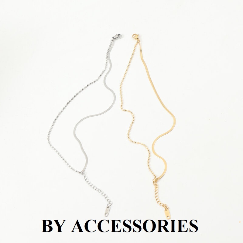 Lắc chân nữ titan kép kiểu mì dẹp phối dây hạt gạo không gỉ AK40 BY ACCESSORIES
