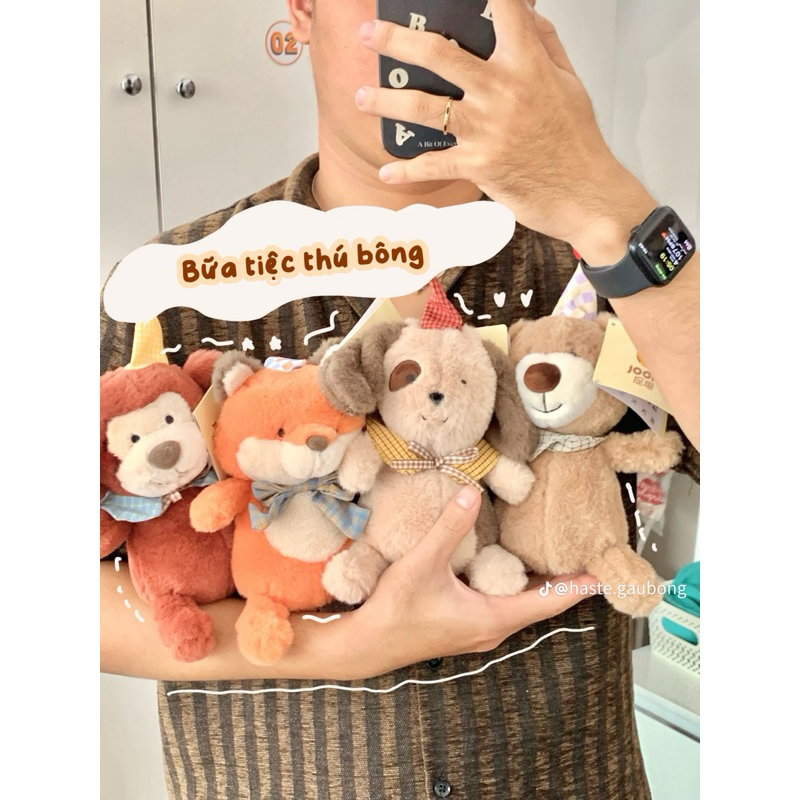 Gấu Thú Bông Cáo Gấu Khỉ Capybara Cún Teddy Party Đội Nón Sinh Nhật Quà Tặng Độc Đáo Lông Xù Siêu Mềm Mịn Siêu Dễ Thương