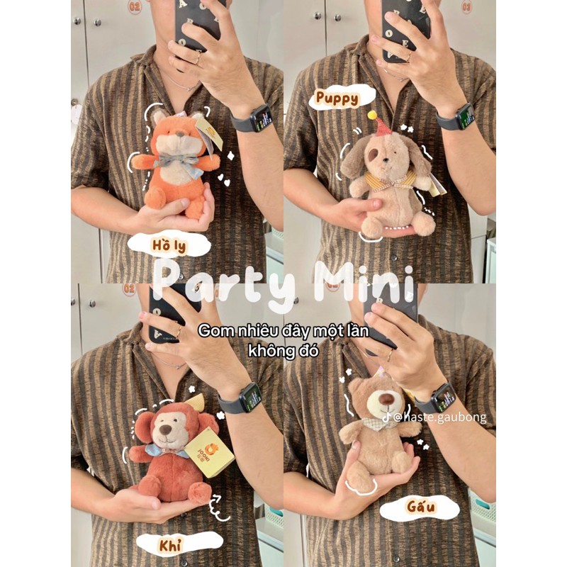 Gấu Thú Bông Cáo Gấu Khỉ Capybara Cún Teddy Party Đội Nón Sinh Nhật Quà Tặng Độc Đáo Lông Xù Siêu Mềm Mịn Siêu Dễ Thương