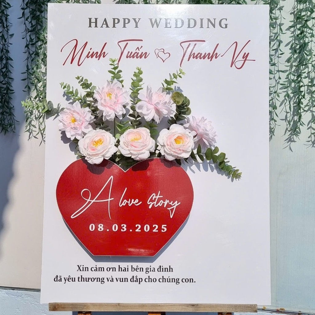 Bảng Welcome Dạm Ngõ In Tên Theo Yêu Cầu Decor Lễ Ăn Hỏi Cao Cấp
