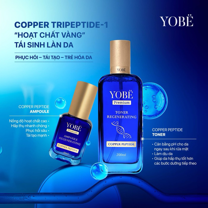 Toner Tái Sinh Làn Da & Ngăn Ngừa Thâm Nám Coppper Peptide YOBE 200mL