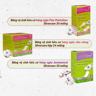 Băng vệ sinh hữu cơ hàng ngày Silvercare 100% cotton hữu cơ, độ hút ẩm cao, thông thoáng tốt