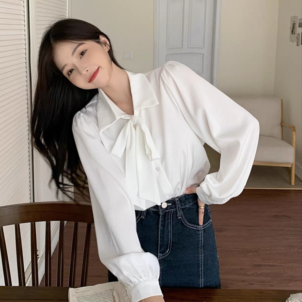 Áo Sơ Mi Bigsize Nữ  – Cột Nơ Bo Tay, Vải Lụa Chéo Không Nhăn Thoáng Mát SM16