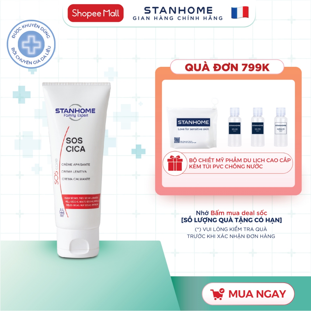 Ảnh Kem dưỡng ẩm phục hồi da tổn thương Stanhome Sos Cica giảm khô ngứa mẫn đỏ mụn nước cho da nhạy cảm 1