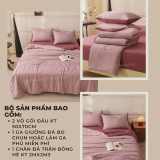 Bộ chăn ga gối Đũi Bergen M2T BEDDING mềm mịn mát đủ kích thước m6/m8/2m2