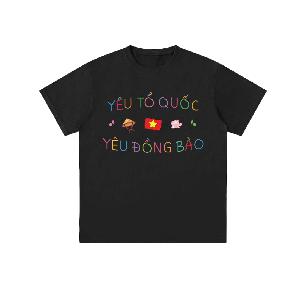 Áo thun nam nữ in chữ YÊU TỔ QUỐC YÊU ĐỒNG BÀO áo phông chất liệu cotton thoáng mát mềm mịn phù hợp mọi lứa tuổi TA286