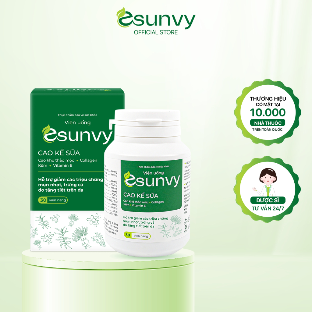 Ảnh Combo 2 Viên Uống TPBVSK Esunvy Hỗ Trợ Giảm Bã Nhờn, Hỗ Trợ Giảm Mụn Hộp 30 Viên 1