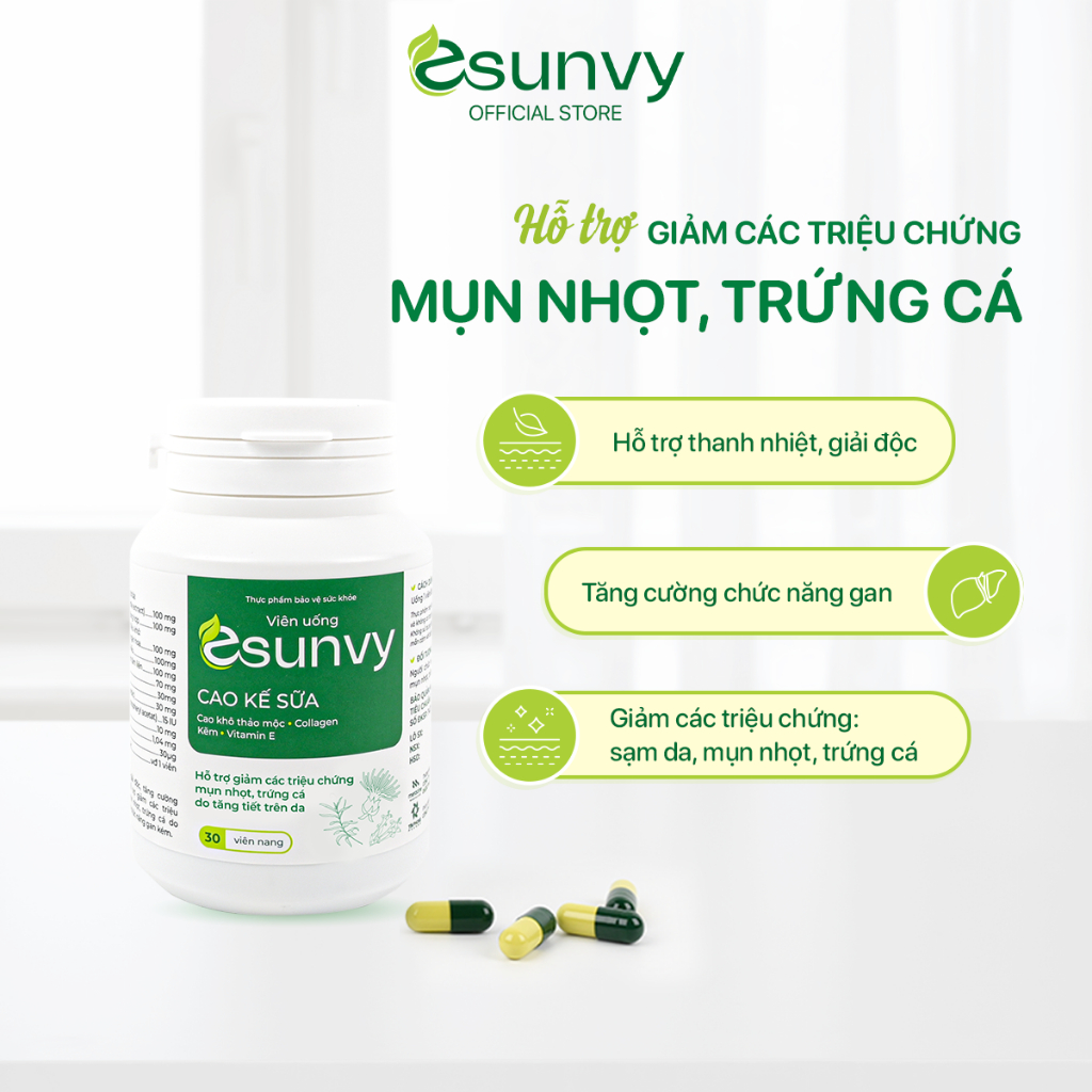 Ảnh Combo 2 Viên Uống TPBVSK Esunvy Hỗ Trợ Giảm Bã Nhờn, Hỗ Trợ Giảm Mụn Hộp 30 Viên 3