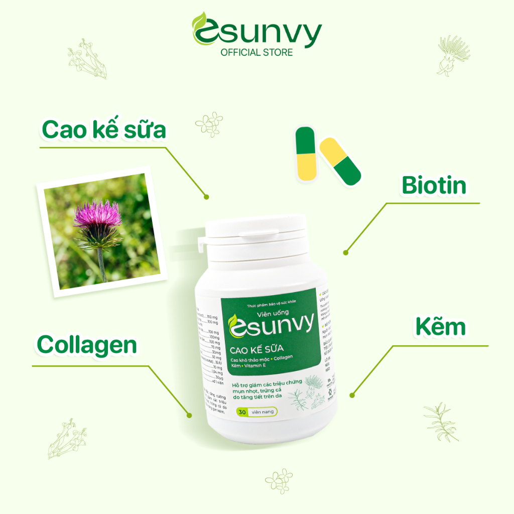 Ảnh Combo 2 Viên Uống TPBVSK Esunvy Hỗ Trợ Giảm Bã Nhờn, Hỗ Trợ Giảm Mụn Hộp 30 Viên 2