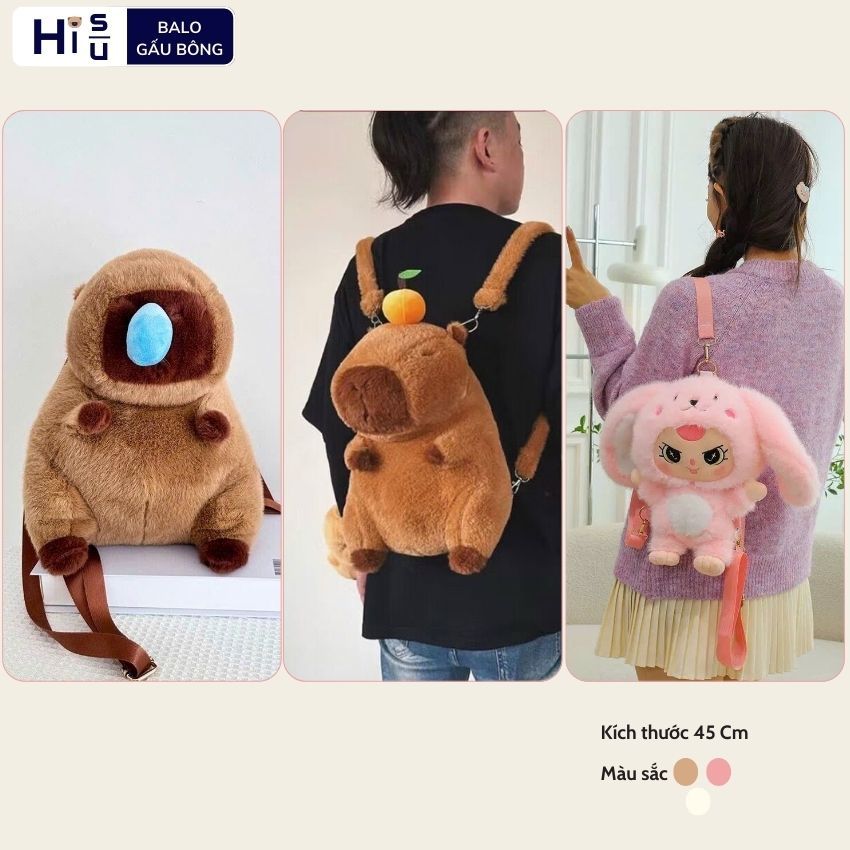 Balo Capybara Dây Đeo Lông Túi Capybara Đi Chơi Đáng Yêu Chất Liệu Vỏ Làm Từ Vải Lông Thỏ Mềm Mịn