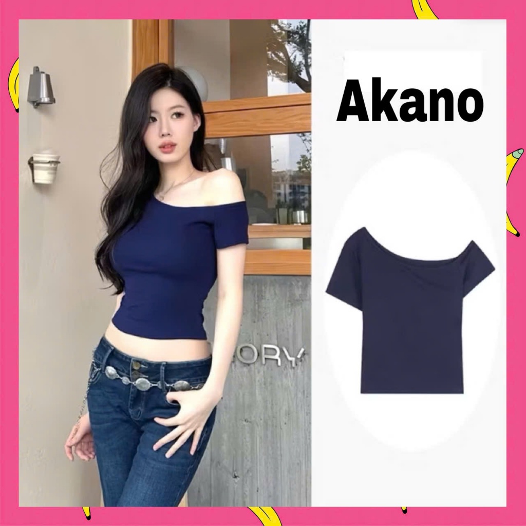 Áo Thun Kiểu Cổ Trễ Vai Dáng Tay Ngắn Ôm Body - Tôn Dáng Phong Cách Mới Chất Thun Xin -AKANO