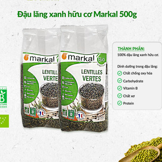 Đậu lăng đỏ cam san hô, đậu lăng xanh hữu cơ Markal 500g
