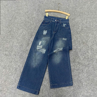Quần Jean Bigsize Nữ Ống Rộng Cạp Cao Chất Vải Denim/Kaki Phong Cách Hàn Quốc Cho Chuppy