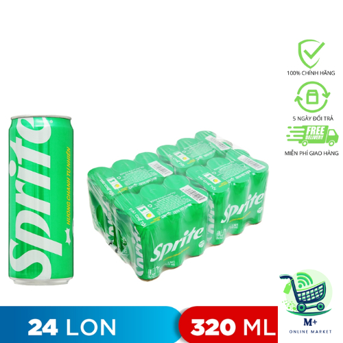 Thùng 24 Lon Nước Ngọt Giải Khát Có Gas Sprite Vị Chanh 320ml/Lon ...