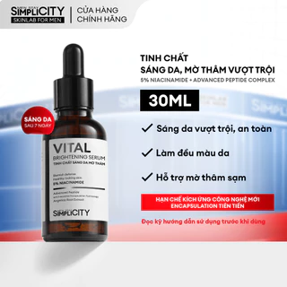 Serum sáng da mờ thâm cho nam Men Stay Simplicity Vital Facial Skin Brightening 30ml Niacinamide 5%