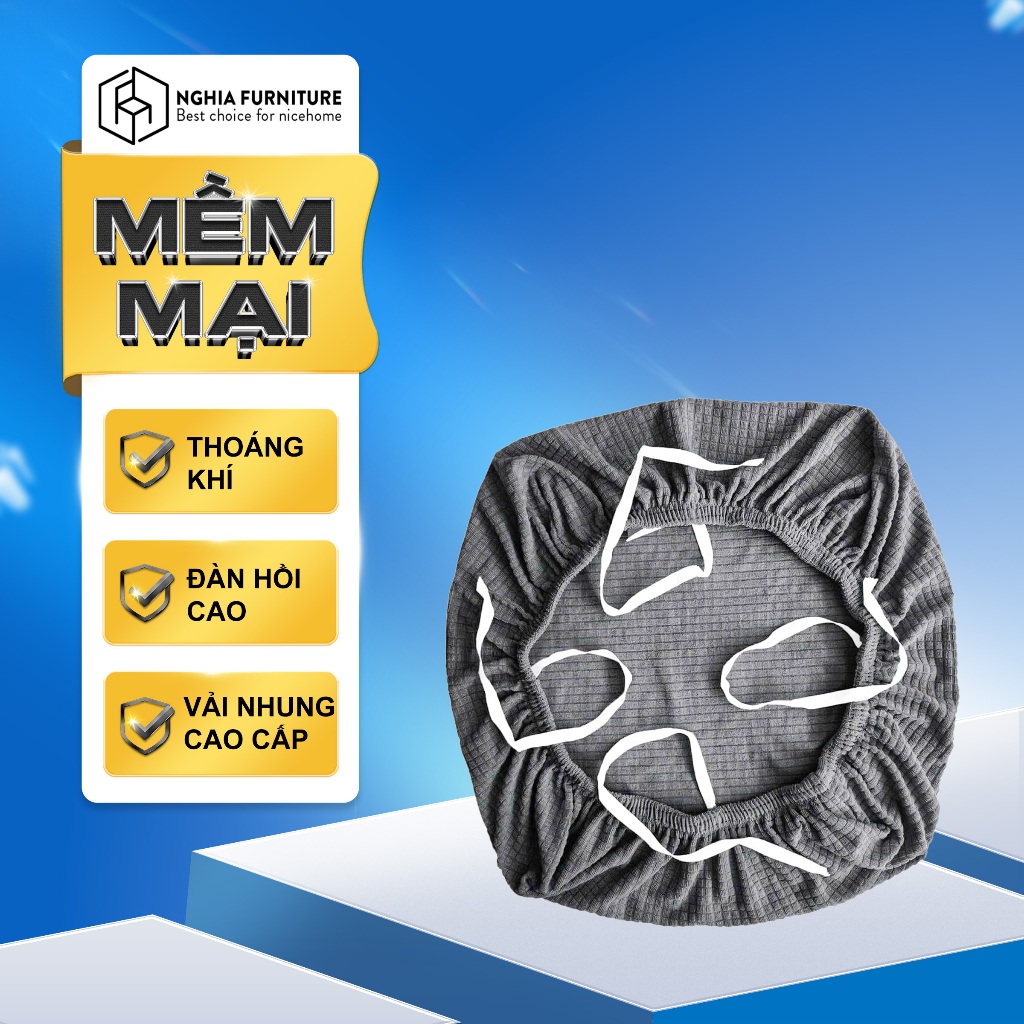 Ảnh Vỏ bọc mâm ghế công thái học Nghia Furniture VB-01 chất liệu vải nhung mềm, êm ái, đàn hồi cao 1