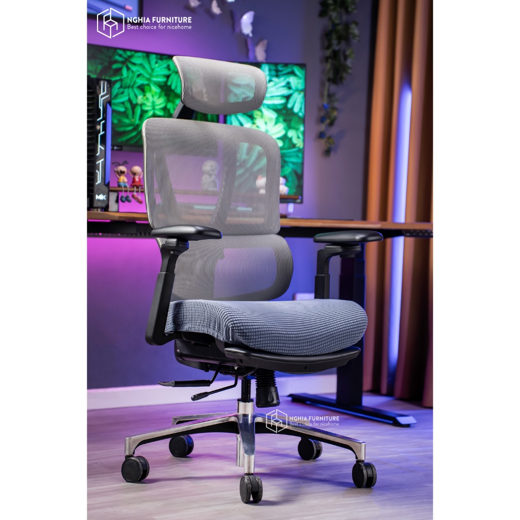 Ảnh Vỏ bọc mâm ghế công thái học Nghia Furniture VB-01 chất liệu vải nhung mềm, êm ái, đàn hồi cao 2