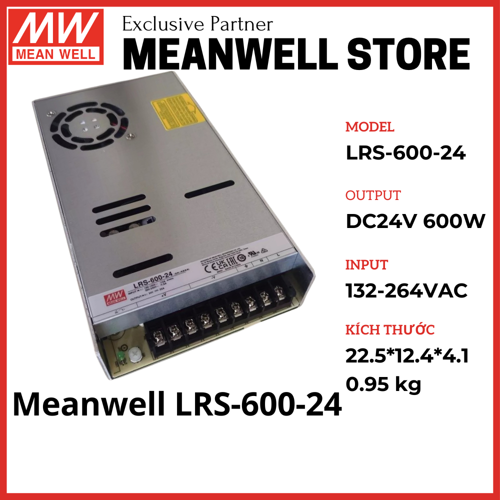 Meanwell LRS-600-24, Nguồn Meanwell, 24V 600W 25A, Nguồn 24V 25A, Bảo ...
