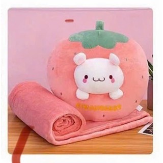 Bộ Chăn Gối Văn Phòng Hình Thú Kèm Chăn Nỉ, Chăn Kèm Gối Gấu Bông Quả Hình Thú Mang Đi Du Lịch Decor Tiện Lợi