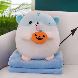 Bộ Chăn Gối Văn Phòng Hình Sóc Cầm Quả, Chăn Kèm Gấu Bông 2 Trong 1 Làm Gối Tựa Ngủ Trưa Tiện Lợi