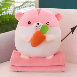 Bộ Chăn Gối Văn Phòng Hình Sóc Cầm Quả, Chăn Kèm Gấu Bông 2 Trong 1 Làm Gối Tựa Ngủ Trưa Tiện Lợi