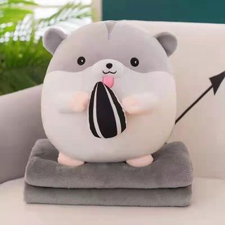 Bộ Chăn Gối Văn Phòng Hình Sóc Cầm Quả, Chăn Kèm Gấu Bông 2 Trong 1 Làm Gối Tựa Ngủ Trưa Tiện Lợi