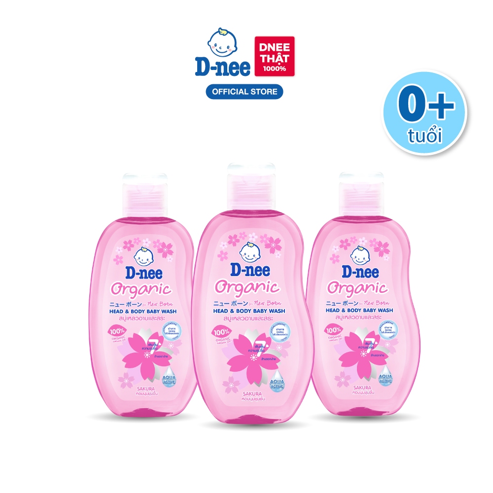 Combo 3 Tắm gội toàn thân em bé (<3 tuổi) D-nee 180ml /Chai - Sakura