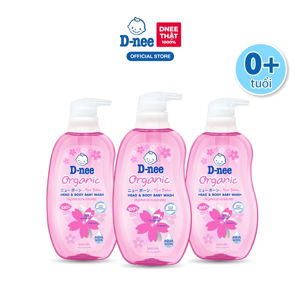 Combo 3 Tắm gội toàn thân em bé (<3 tuổi) D-nee 380 ML - Sakura