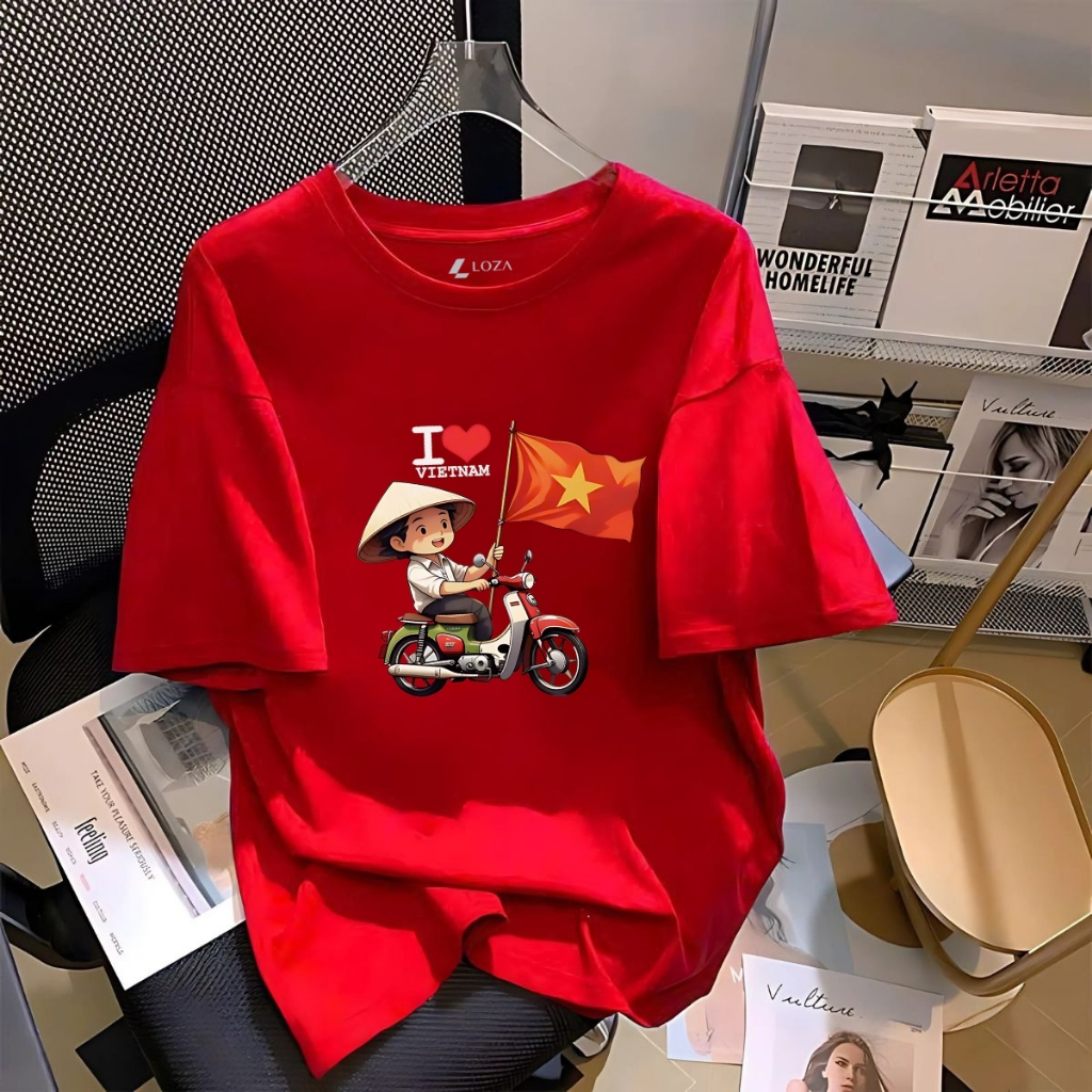 Ảnh Áo phông nữ Cờ Đỏ Sao Vàng Việt nam chất liệu thun cotton - Áo thun nữ 'Độc lập tự do' - LOZA G0293 1