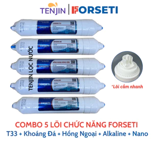 Combo 5 Lõi Chức Năng FORSETI Gồm Carbon T33 + Khoáng Đá + Hồng Ngoại + Alkaline + Nano Silver Dùng Được Cho Máy Lọc RO