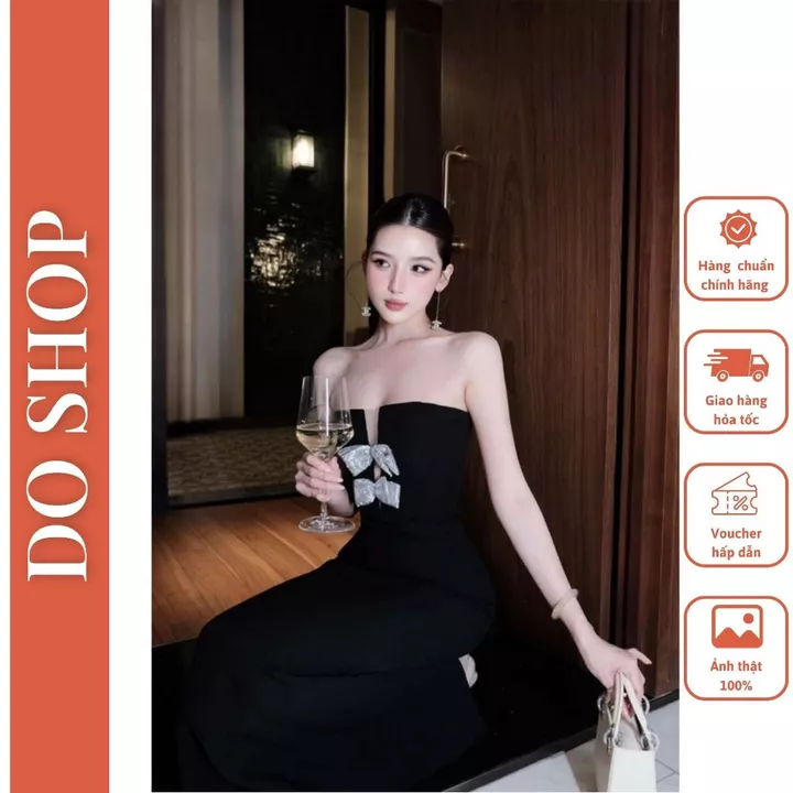 Đầm dự tiệc cup ngực kết nơ kim sa sang trọng mã C5- Đầm dáng dự dự tiệc sang chảnh