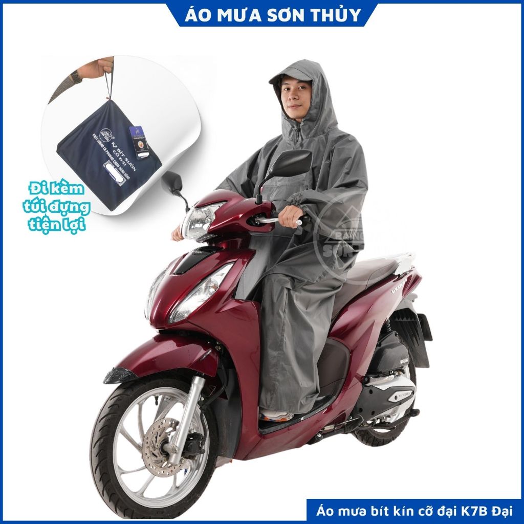 Áo mưa ích kỷ Sơn Thủy siêu to dài rộng, bít kín từ đầu xuống chân, vải dù bền bỉ, nhẹ, nhanh khô cho ng trên 1m68 ST4 | BigBuy360 - bigbuy360.vn