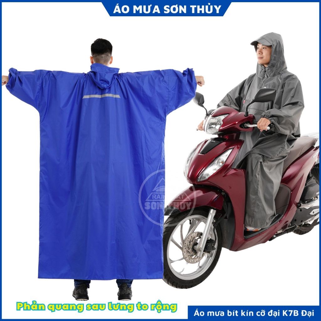 Áo mưa ích kỷ Sơn Thủy siêu to dài rộng, bít kín từ đầu xuống chân, vải dù bền bỉ, nhẹ, nhanh khô cho ng trên 1m68 ST4 | BigBuy360 - bigbuy360.vn