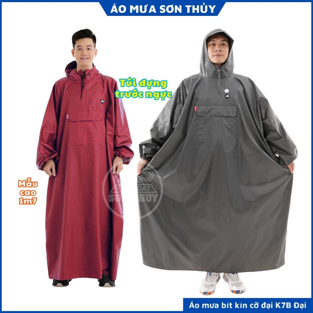 Áo mưa ích kỷ Sơn Thủy siêu to dài rộng, bít kín từ đầu xuống chân, vải dù bền bỉ, nhẹ, nhanh khô cho ng trên 1m68 ST4 | BigBuy360 - bigbuy360.vn
