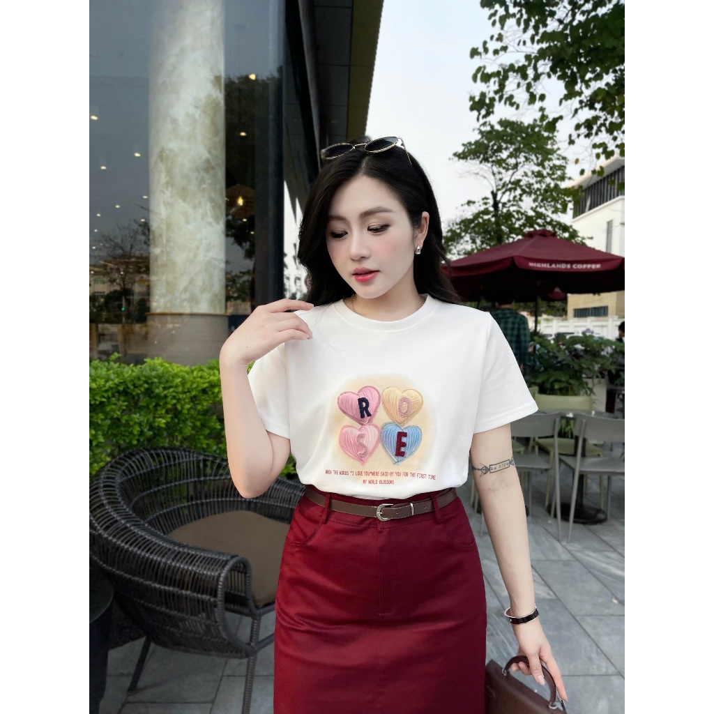 Ảnh Áo phông nữ Quảng Châu mã 3732 in hình chữ ROSE  chất cotton co giãn, thoáng mát 2