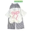 Sét bộ quần ống rộng kẻ sọc vằn Chất Đũi Xốp + mix áo phông unisex form rộng tay lỡ- nơ rúm
