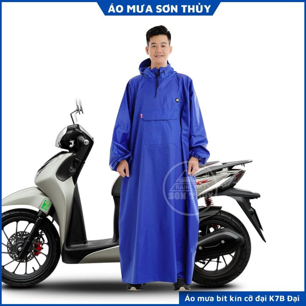 Áo mưa ích kỷ Sơn Thủy siêu to dài rộng, bít kín từ đầu xuống chân, vải dù bền bỉ, nhẹ, nhanh khô cho ng trên 1m68 ST4 | BigBuy360 - bigbuy360.vn