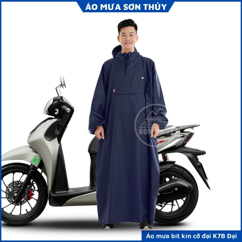 Áo mưa ích kỷ Sơn Thủy siêu to dài rộng, bít kín từ đầu xuống chân, vải dù bền bỉ, nhẹ, nhanh khô cho ng trên 1m68 ST4 | BigBuy360 - bigbuy360.vn