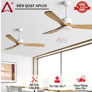 [Lõi Đồng]Quạt trần 3 cánh gỗ,Quạt trần gỗ điều chỉnh được chiều cao,Động cơ DC 6 tốc độ gió lắp phòng khách,ngủ,cafe