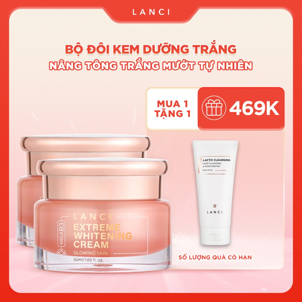 Ảnh Combo 2 Kem dưỡng trắng da LANCI trắng mướt mịn màng, da sáng đều màu 50ml x2 1