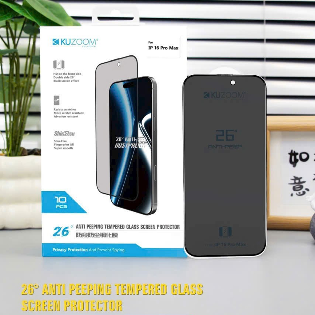 Ảnh Kính Cường Lực 9D Chống Nhìn Trộm Không Lẹm Viền Kuzoom Chống Bám Bụi Màng Loa X-11-12-13-14-15-16.. 4