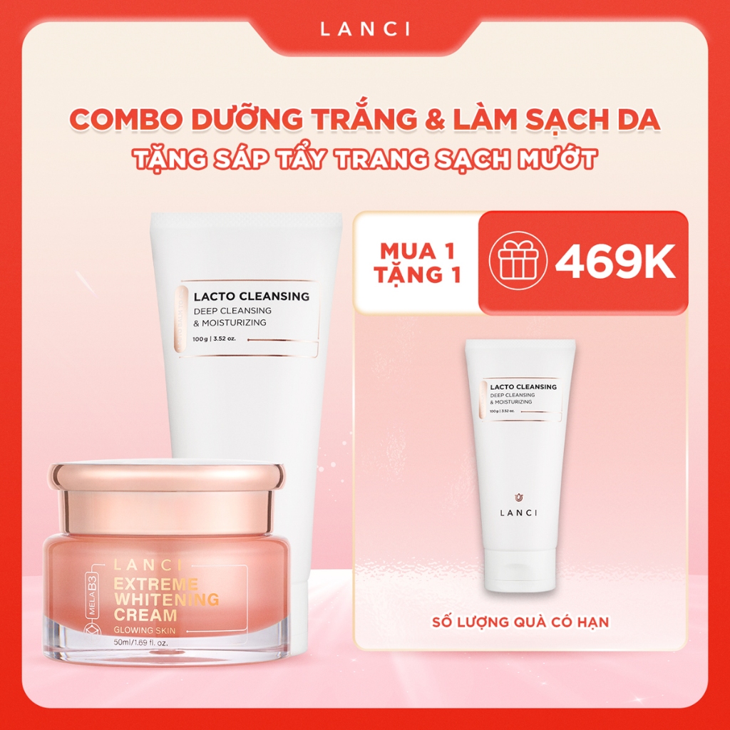 Ảnh Bộ đôi Kem Dưỡng Trắng 50ml và Sáp Tẩy Trang 100g LANCI giúp làm sạch sâu và dưỡng trắng da 1