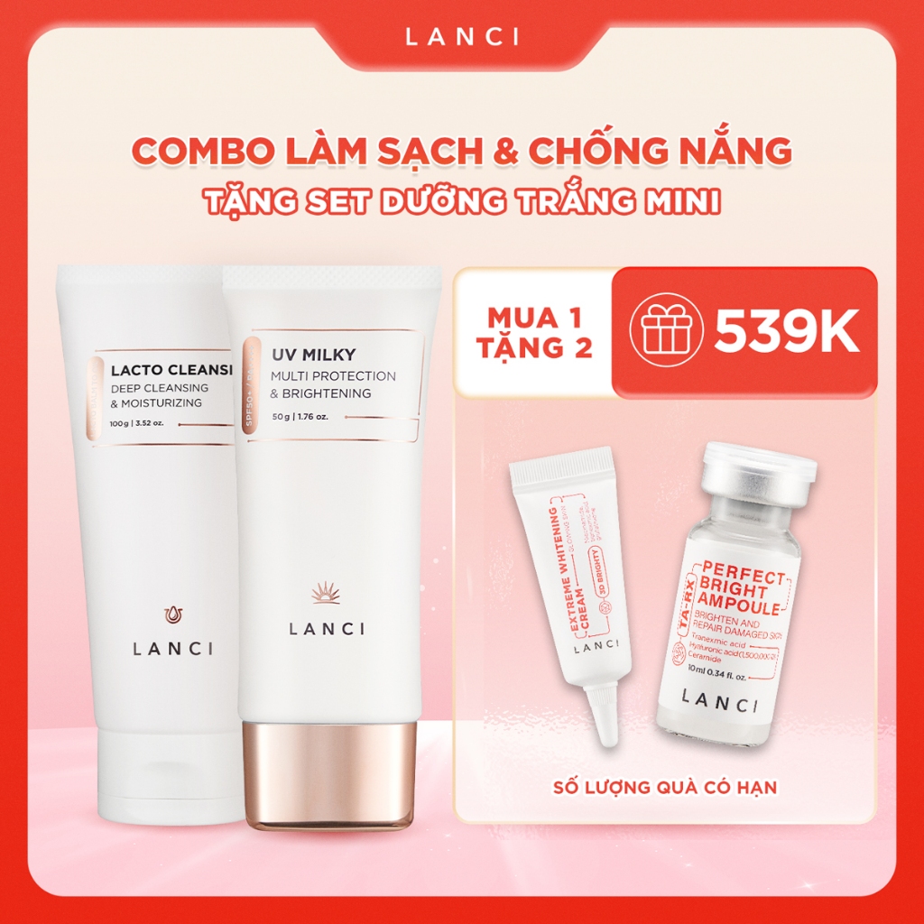 Ảnh Bộ đôi Sáp tẩy trang 100ml và Sữa chống nắng 50ml LANCI combo làm sạch và chống nắng 1
