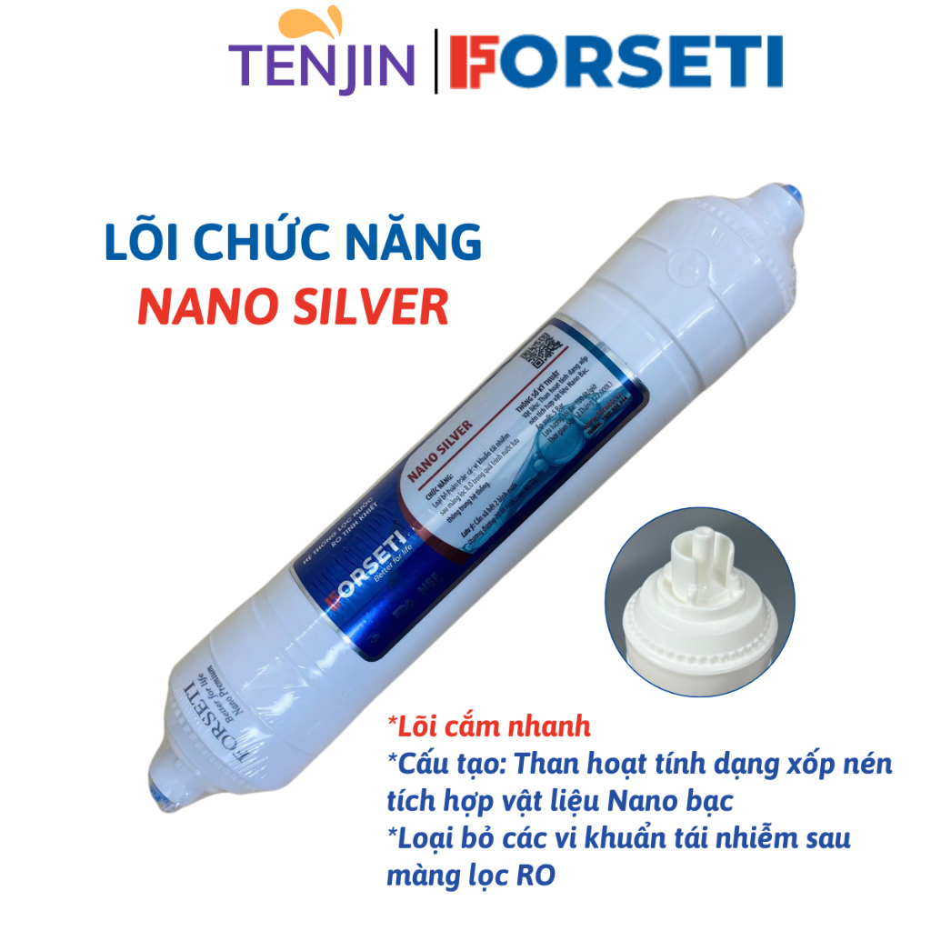 Combo 4 Lõi Lọc Chức Năng FORSETI Gồm Carbon T33 + Khoáng Đá + Alkaline + Nano Silver Dùng Được Cho Các Máy Lọc RO